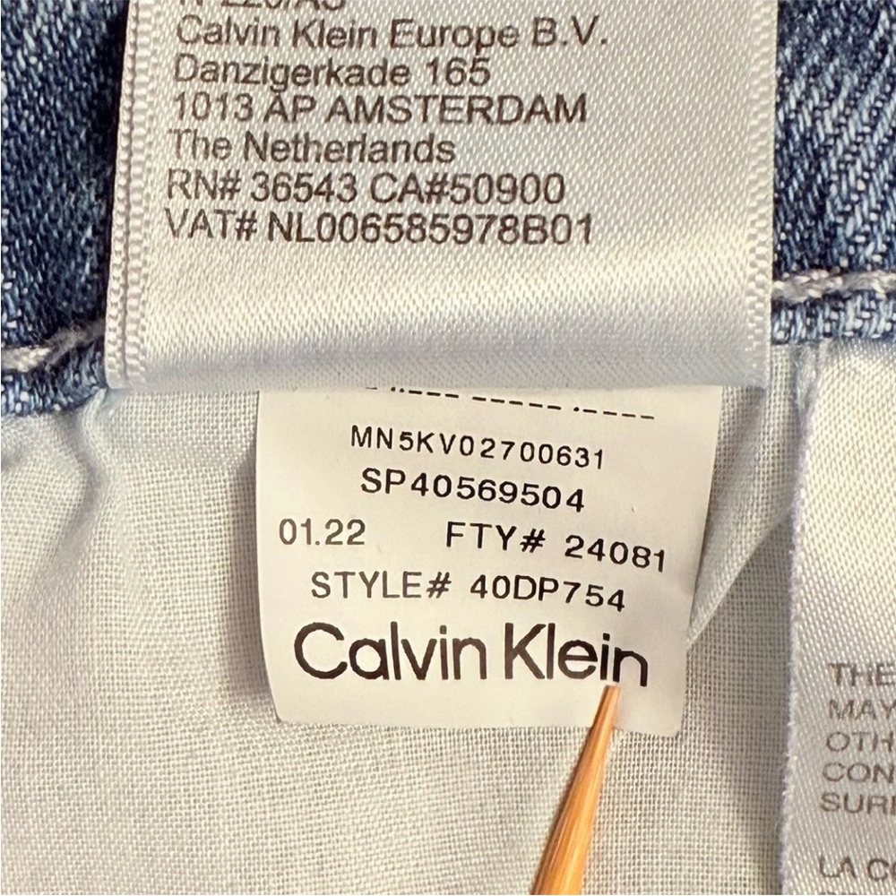 Calvin Klein Blue Skinny Jeans Mens 38x30 Light Wash Cotton Stretch - Picture 12 of 14